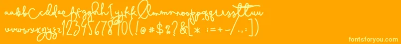 フォントCestlaisabelly – オレンジの背景に黄色の文字