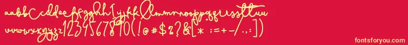 Cestlaisabelly Font – Yellow Fonts on Red Background