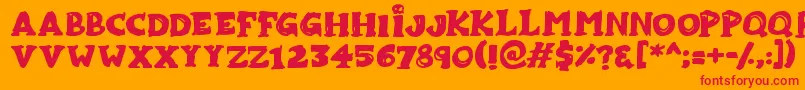 Zombiebites-Schriftart – Rote Schriften auf orangefarbenem Hintergrund
