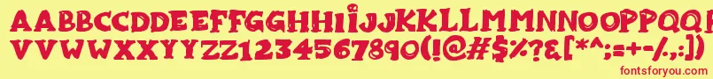 Zombiebites Font – Red Fonts on Yellow Background