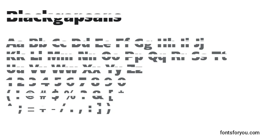 Czcionka Blackgapsans – alfabet, cyfry, specjalne znaki