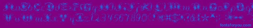 Extravagantpete3.03-Schriftart – Blaue Schriften auf violettem Hintergrund