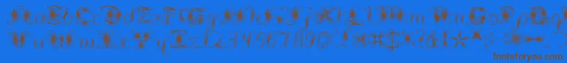 Extravagantpete3.03-Schriftart – Braune Schriften auf blauem Hintergrund