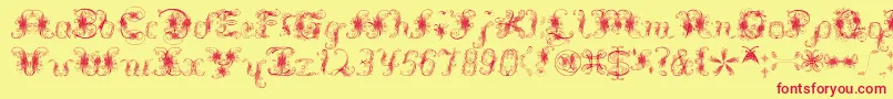 Extravagantpete3.03-Schriftart – Rote Schriften auf gelbem Hintergrund