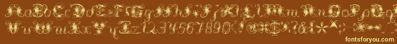 Extravagantpete3.03-Schriftart – Gelbe Schriften auf braunem Hintergrund