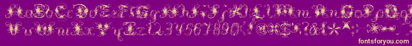 Extravagantpete3.03-Schriftart – Gelbe Schriften auf violettem Hintergrund