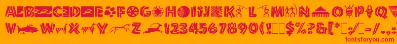 ShamanLetPlain.1.0 Font – Red Fonts on Orange Background