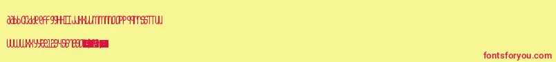 5champagneUnicase-Schriftart – Rote Schriften auf gelbem Hintergrund