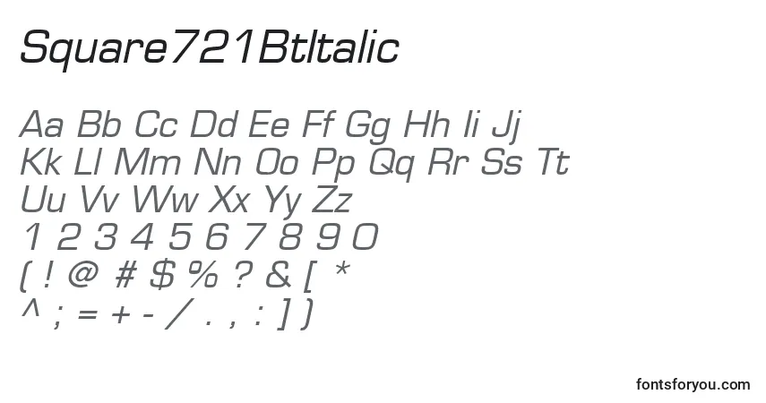 Шрифт Square721BtItalic – алфавит, цифры, специальные символы