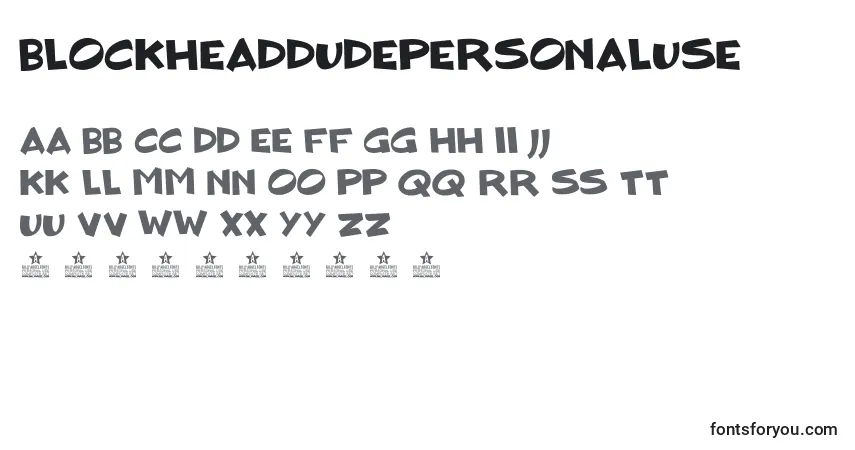 Шрифт BlockheadDudePersonalUse – алфавит, цифры, специальные символы