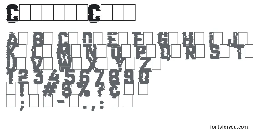 Czcionka CrackedCode – alfabet, cyfry, specjalne znaki