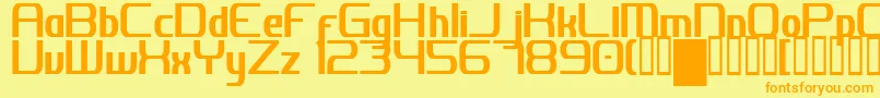 JhDigitalNominal Font – Orange Fonts on Yellow Background