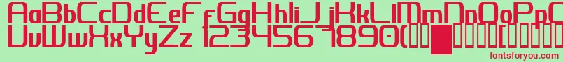 フォントJhDigitalNominal – 赤い文字の緑の背景