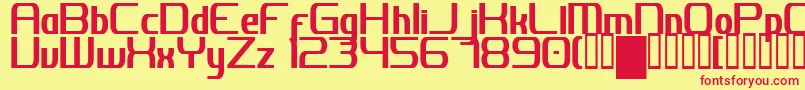 フォントJhDigitalNominal – 赤い文字の黄色い背景