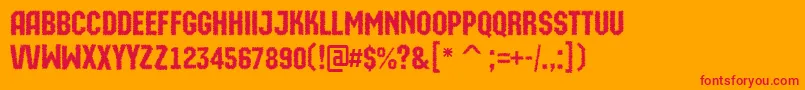 フォントAMachinaortoprk – オレンジの背景に赤い文字
