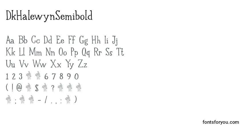 A fonte DkHalewynSemibold – alfabeto, números, caracteres especiais