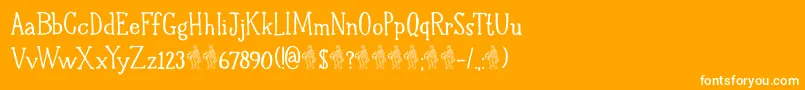 DkHalewynSemibold-Schriftart – Weiße Schriften auf orangefarbenem Hintergrund