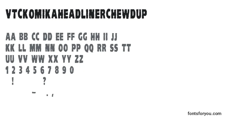 A fonte VtcKomikaheadlinerchewdup – alfabeto, números, caracteres especiais