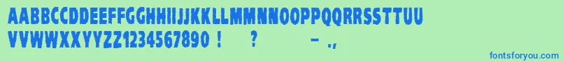 VtcKomikaheadlinerchewdup Font – Blue Fonts on Green Background