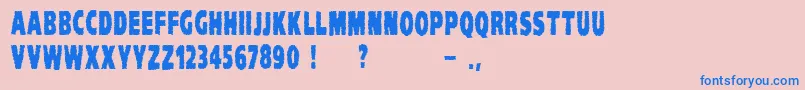 VtcKomikaheadlinerchewdup Font – Blue Fonts on Pink Background