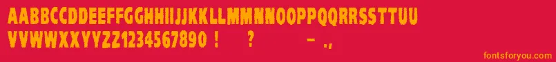 VtcKomikaheadlinerchewdup Font – Orange Fonts on Red Background