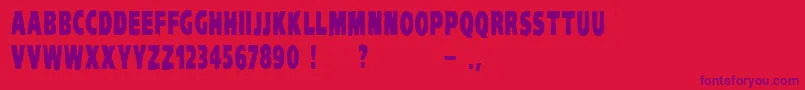 Fonte VtcKomikaheadlinerchewdup – fontes roxas em um fundo vermelho