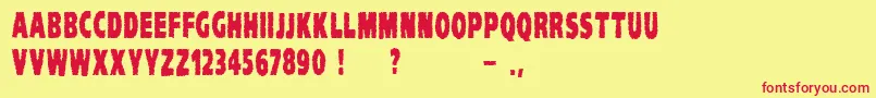 VtcKomikaheadlinerchewdup Font – Red Fonts on Yellow Background