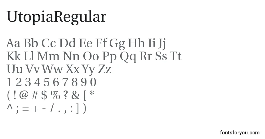 Schriftart UtopiaRegular – Alphabet, Zahlen, spezielle Symbole
