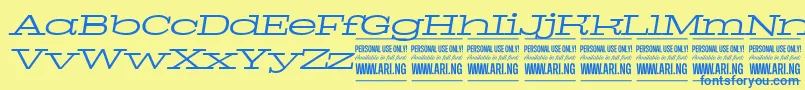 PigeonlightitalPersonal Font – Blue Fonts on Yellow Background