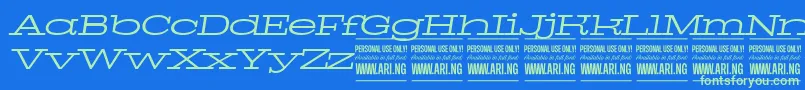 PigeonlightitalPersonal Font – Green Fonts on Blue Background