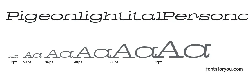 PigeonlightitalPersonal Font Sizes