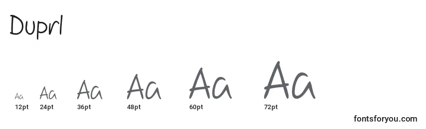 Duprl Font Sizes