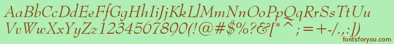 BernhardModernItalicBt Font – Brown Fonts on Green Background