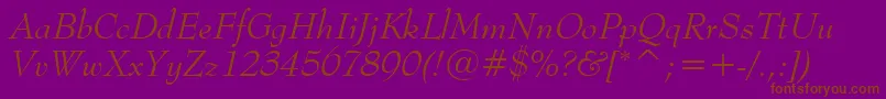 BernhardModernItalicBt Font – Brown Fonts on Purple Background