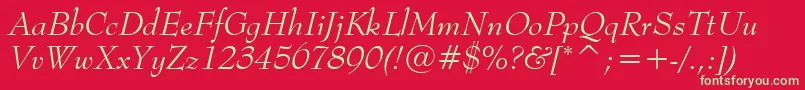BernhardModernItalicBt Font – Green Fonts on Red Background