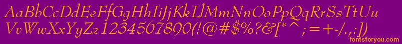 BernhardModernItalicBt Font – Orange Fonts on Purple Background