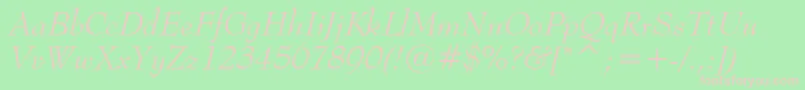 BernhardModernItalicBt Font – Pink Fonts on Green Background