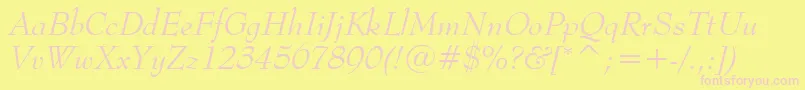 BernhardModernItalicBt-fontti – vaaleanpunaiset fontit keltaisella taustalla