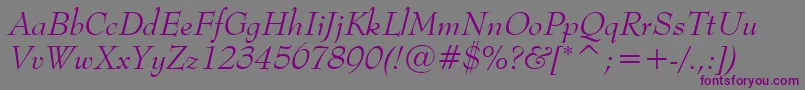 Шрифт BernhardModernItalicBt – фиолетовые шрифты на сером фоне