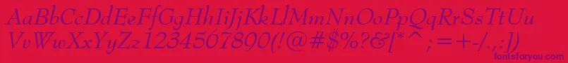 BernhardModernItalicBt Font – Purple Fonts on Red Background