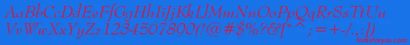BernhardModernItalicBt Font – Red Fonts on Blue Background