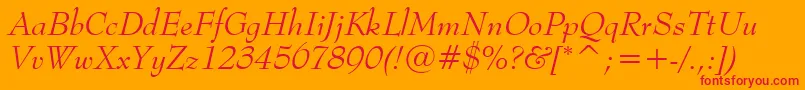BernhardModernItalicBt Font – Red Fonts on Orange Background