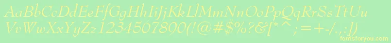 BernhardModernItalicBt Font – Yellow Fonts on Green Background