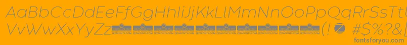 CodecWarmExtralightItalicTrial-Schriftart – Graue Schriften auf orangefarbenem Hintergrund