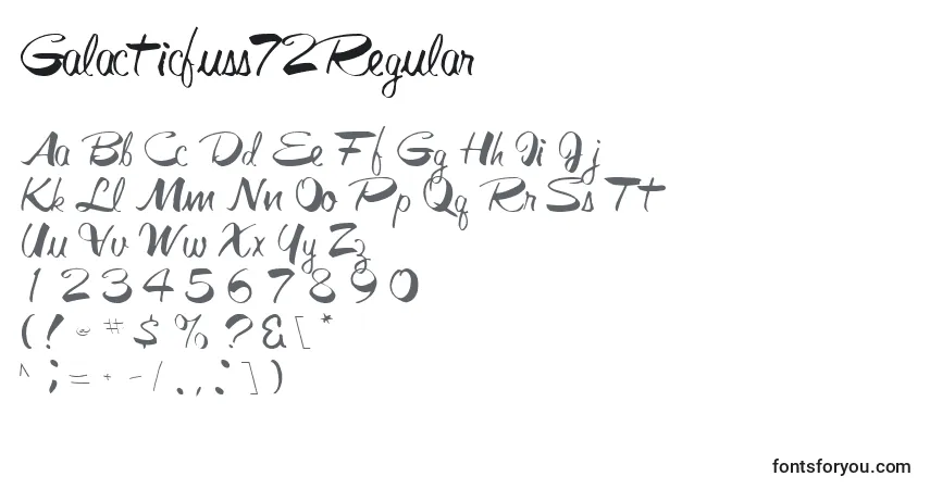 A fonte Galacticfuss72Regular – alfabeto, números, caracteres especiais