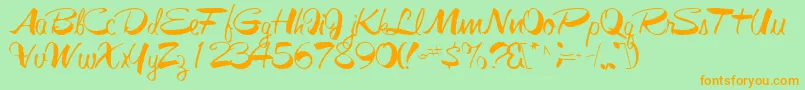 Galacticfuss72Regular-Schriftart – Orangefarbene Schriften auf grünem Hintergrund