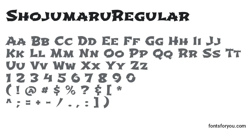 Schriftart ShojumaruRegular – Alphabet, Zahlen, spezielle Symbole