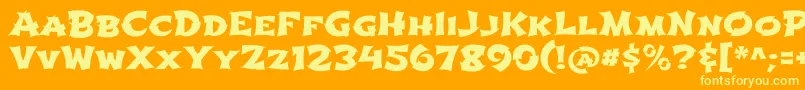 ShojumaruRegular-Schriftart – Gelbe Schriften auf orangefarbenem Hintergrund