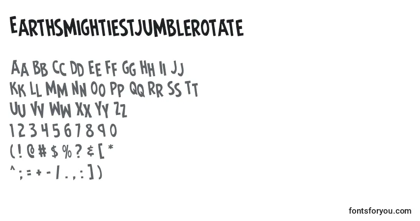 Earthsmightiestjumblerotate Font – alphabet, numbers, special characters