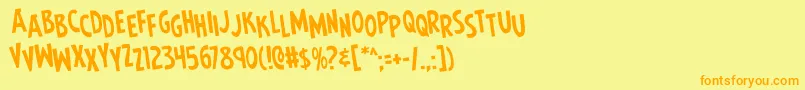 Earthsmightiestjumblerotate Font – Orange Fonts on Yellow Background